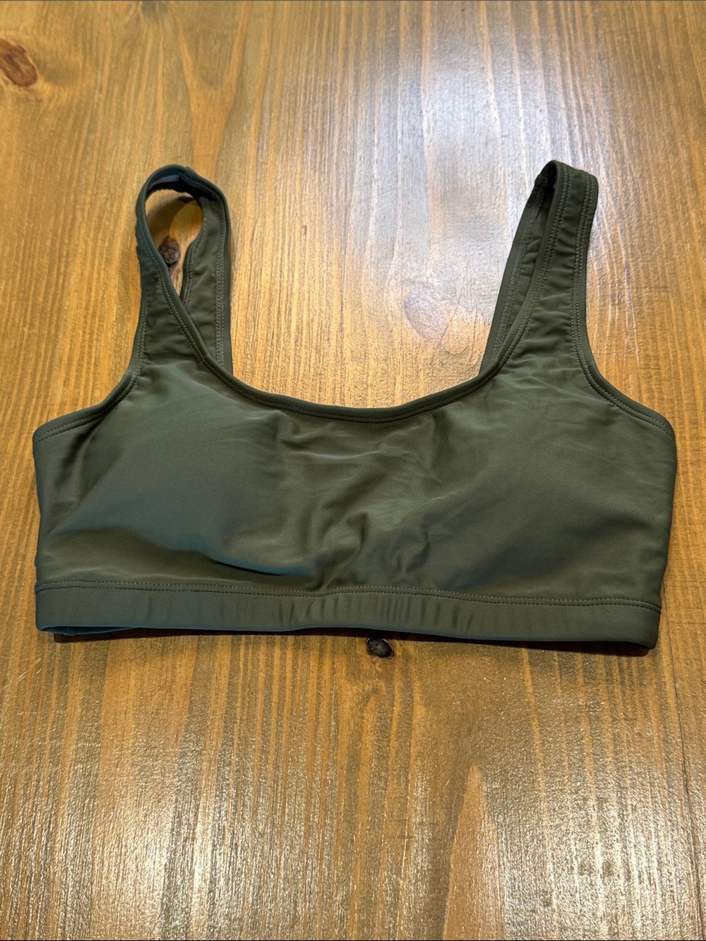 Dark Olive Green Scoop Swim Bikini Top - Classic Support